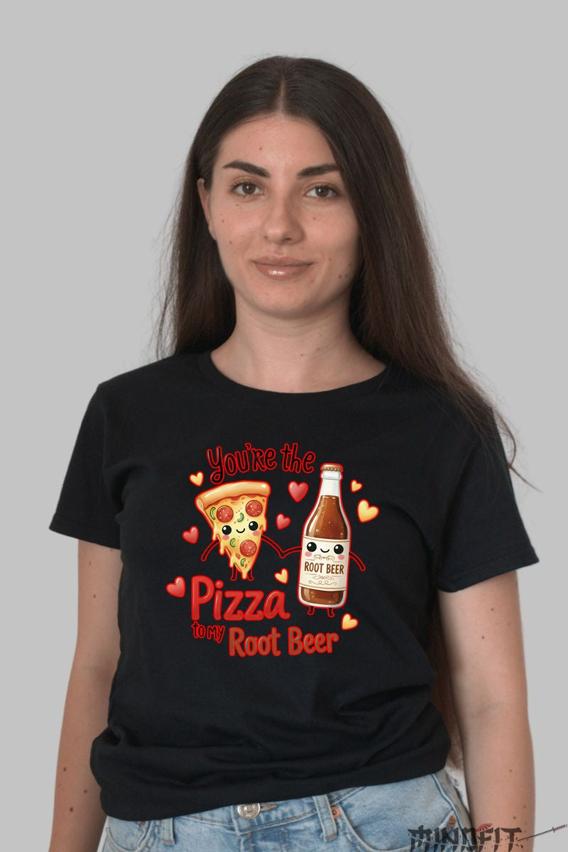 Tricou Valentine's Day Cuplu - Pizza Pentru Berea Mea dama negru