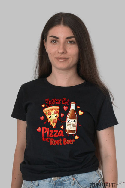 Tricou Valentine's Day Cuplu - Pizza Pentru Berea Mea dama negru