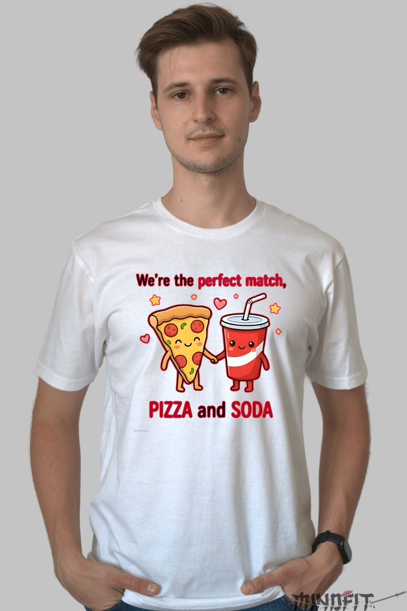 Tricou Valentine's Day Cuplu - Pizza Si Sucul Meu Preferat barbat alb