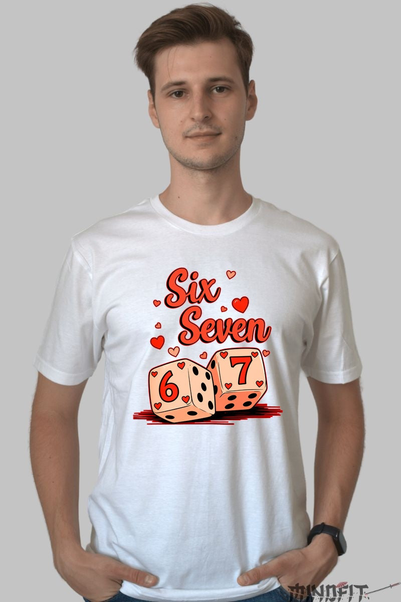 Tricou Valentine's Day Cuplu - Six and Seven Norocos barbat alb
