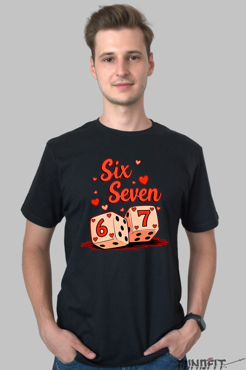 Tricou Valentine's Day Cuplu - Six and Seven Norocos barbat negru