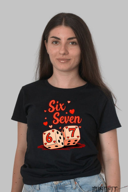 Tricou Valentine's Day Cuplu - Six and Seven Norocos dama negru