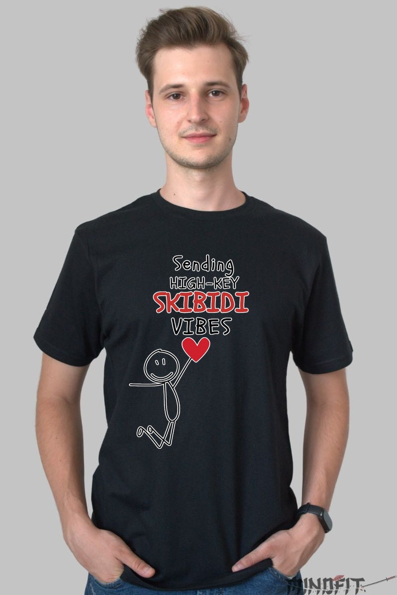 Tricou Valentine's Day Cuplu - Skibidi Vibes barbat negru