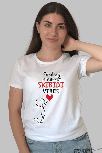 Tricou Valentine's Day Cuplu - Skibidi Vibes dama alb