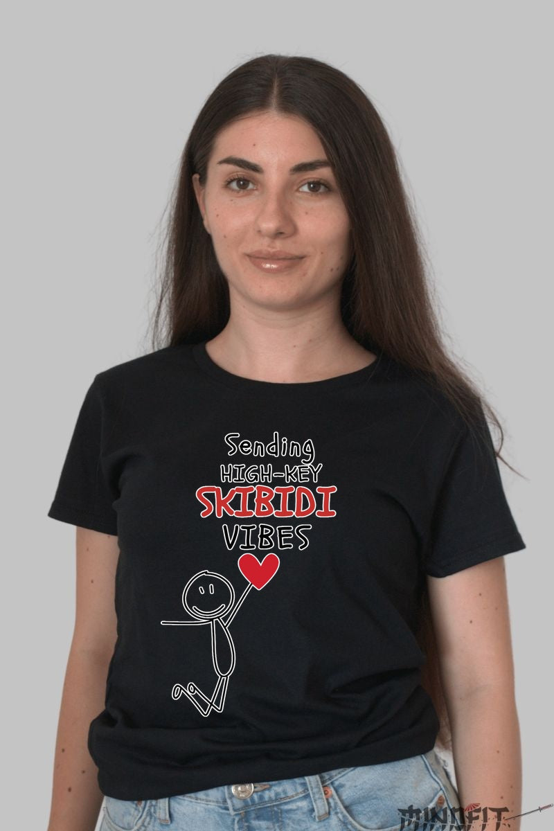 Tricou Valentine's Day Cuplu - Skibidi Vibes dama negru