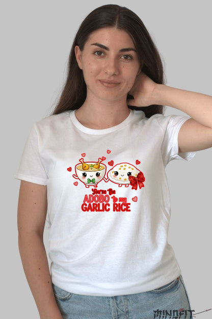 Tricou Valentine's Day Cuplu - Tu Esti Adobo Pentru Orezul Meu dama alb