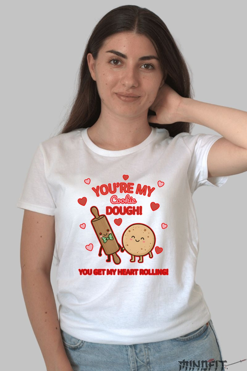 Tricou Valentine's Day Cuplu - Tu Esti Aluatul Meu de Biscuiti dama alb