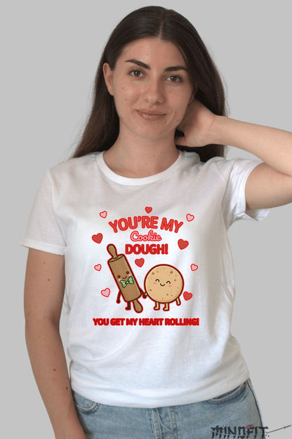 Tricou Valentine's Day Cuplu - Tu Esti Aluatul Meu de Biscuiti dama alb