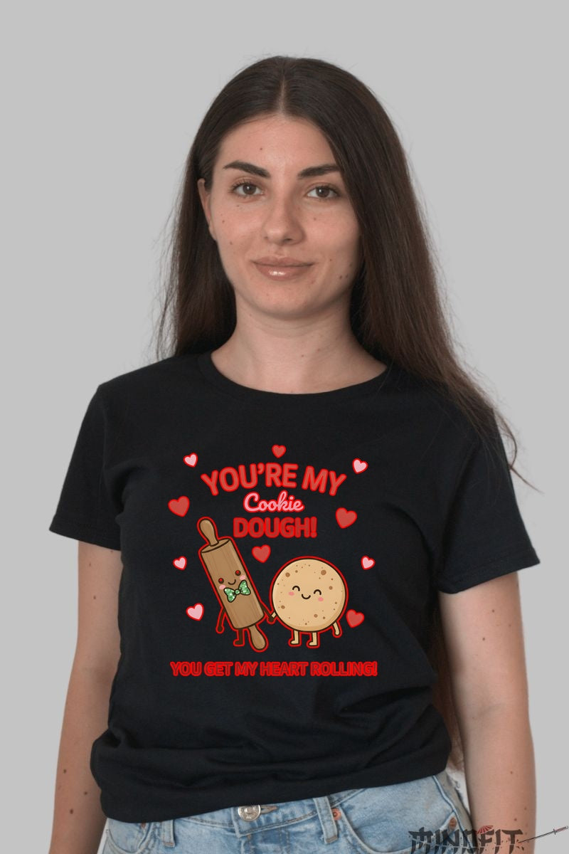 Tricou Valentine's Day Cuplu - Tu Esti Aluatul Meu de Biscuiti dama negru