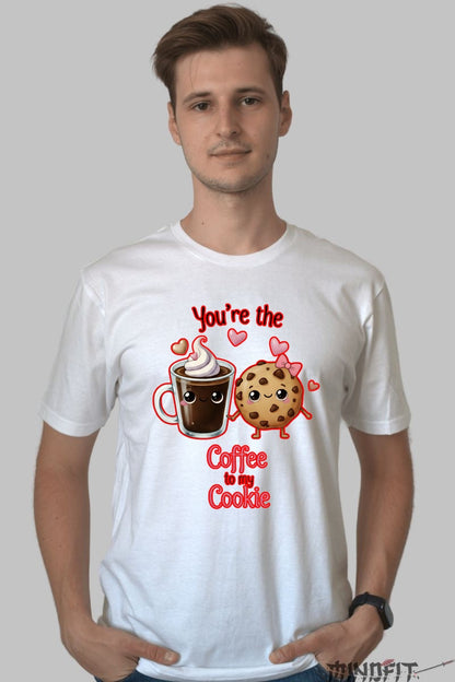 Tricou Valentine's Day Cuplu - Tu Esti Cafeaua Pentru Biscuitul Meu barbat alb