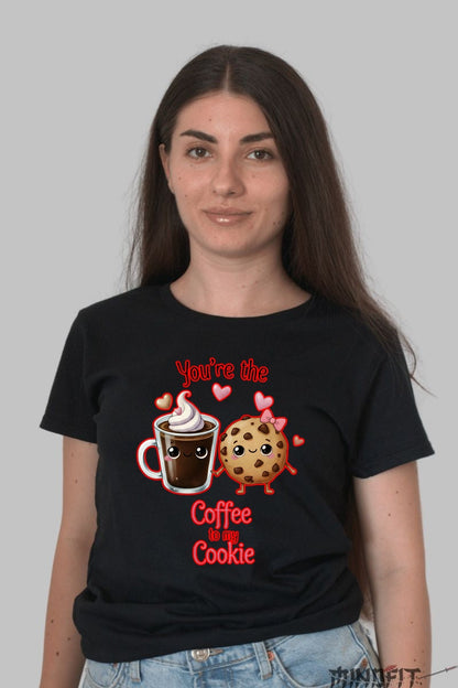 Tricou Valentine's Day Cuplu - Tu Esti Cafeaua Pentru Biscuitul Meu dama negru