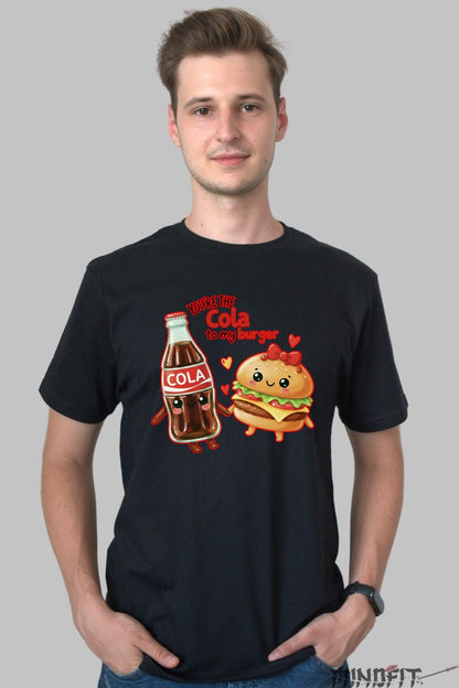 Tricou Valentine's Day Cuplu - Tu Esti Cola Pentru Burgerul Meu barbat negru