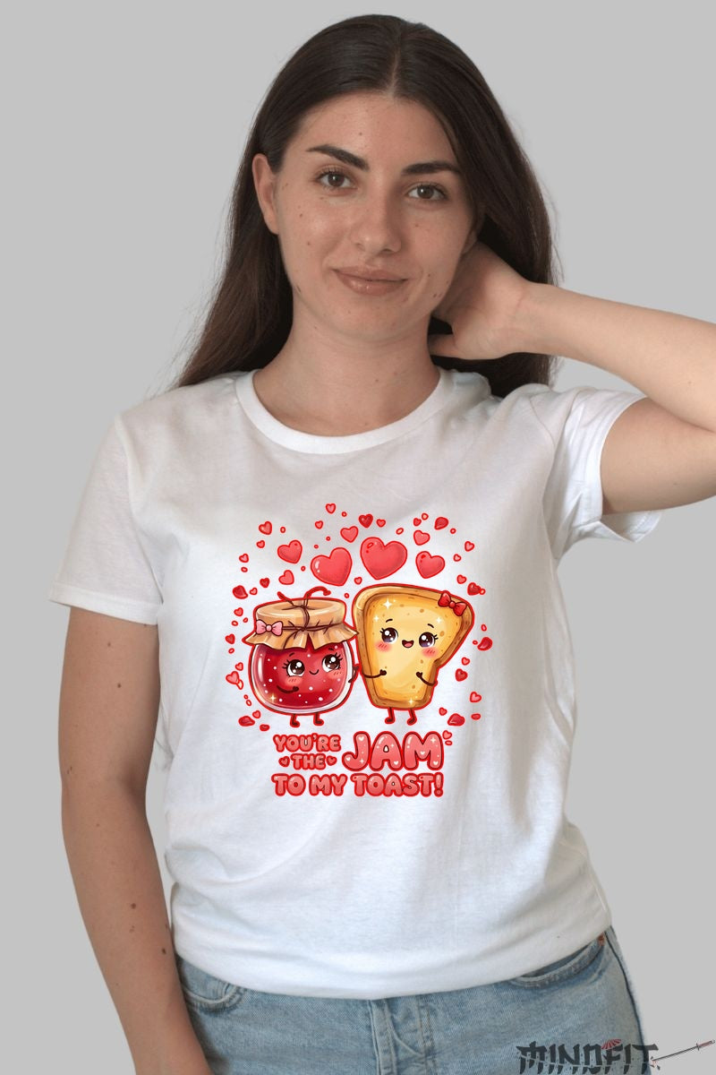 Tricou Valentine's Day Cuplu - Tu Esti Gemul Pentru Painea Mea dama alb