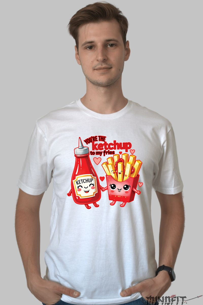 Tricou Valentine's Day Cuplu - Tu Esti Ketchup-ul Pentru Cartofii Mei barbat alb