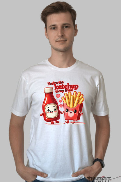 Tricou Valentine's Day Cuplu - Tu Esti Ketchup-ul Pentru Cartofii Mei barbat alb