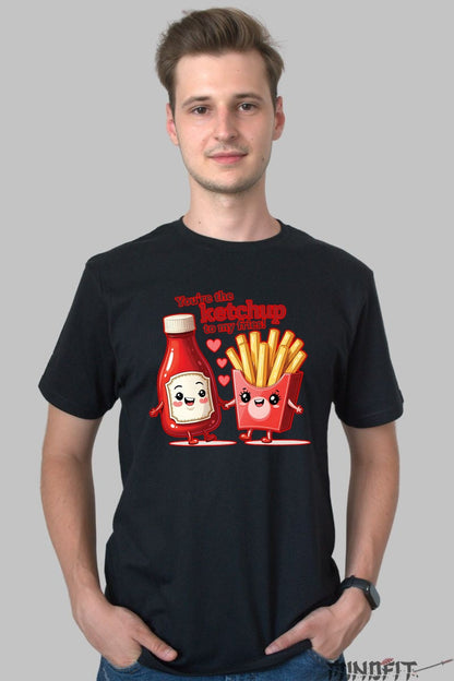 Tricou Valentine's Day Cuplu - Tu Esti Ketchup-ul Pentru Cartofii Mei barbat negru
