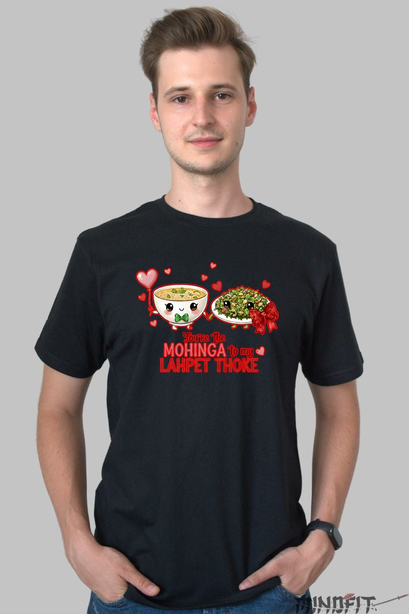 Tricou Valentine's Day Cuplu - Tu Esti Mohinga Pentru Lahpet Thoke-ul Meu barbat negru
