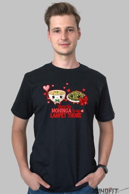 Tricou Valentine's Day Cuplu - Tu Esti Mohinga Pentru Lahpet Thoke-ul Meu barbat negru