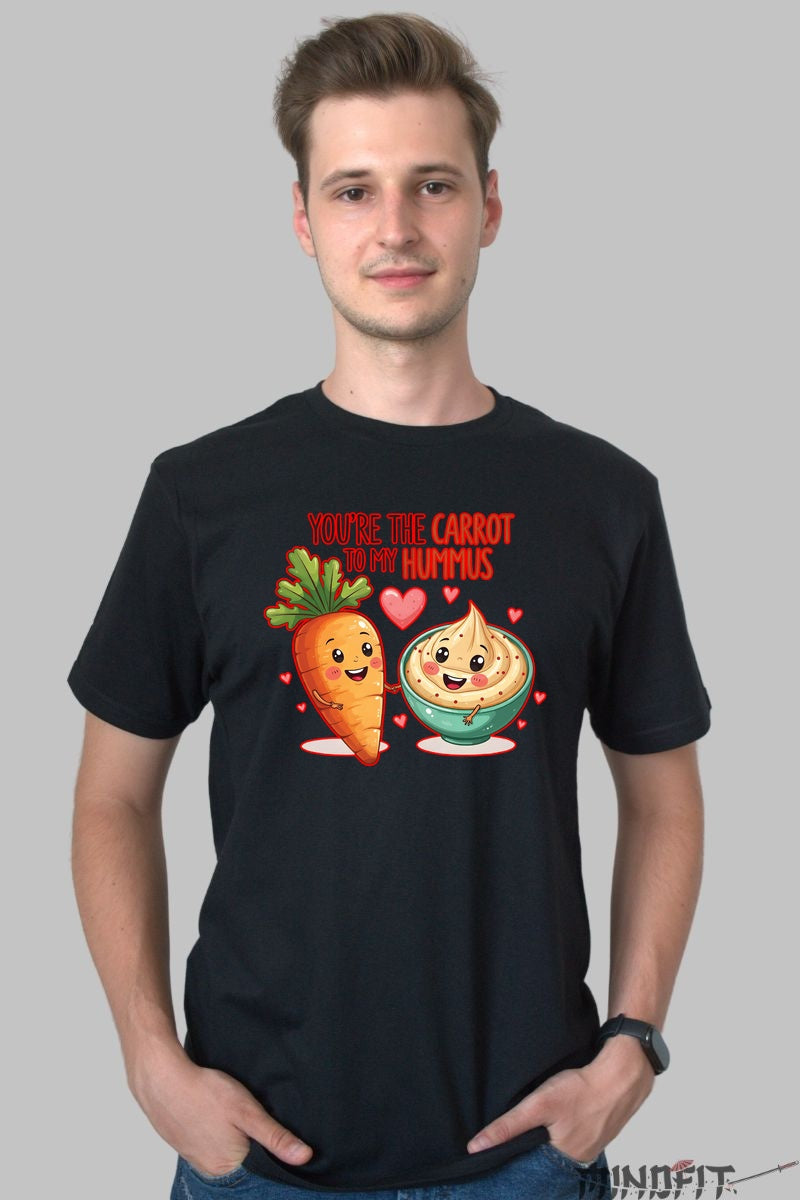 Tricou Valentine's Day Cuplu - Tu Esti Morcovul Pentru Hummusul Meu barbat negru