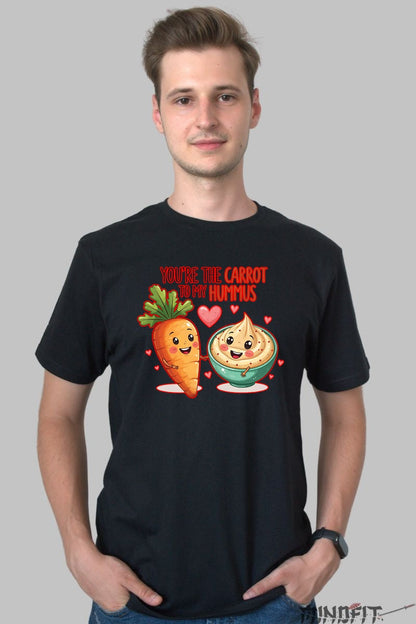 Tricou Valentine's Day Cuplu - Tu Esti Morcovul Pentru Hummusul Meu barbat negru