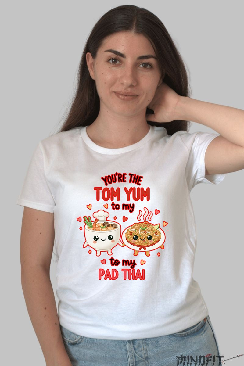 Tricou Valentine's Day Cuplu - Tu Esti Tom Yum Pentru Pad Thai-ul Meu dama alb