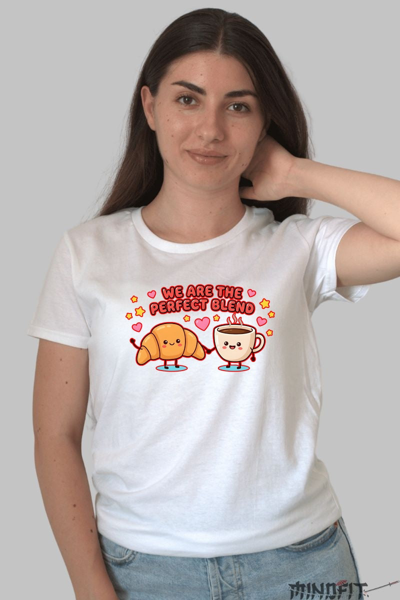 Tricou Valentine's Day Cuplu - We Are The Perfect Blend dama alb