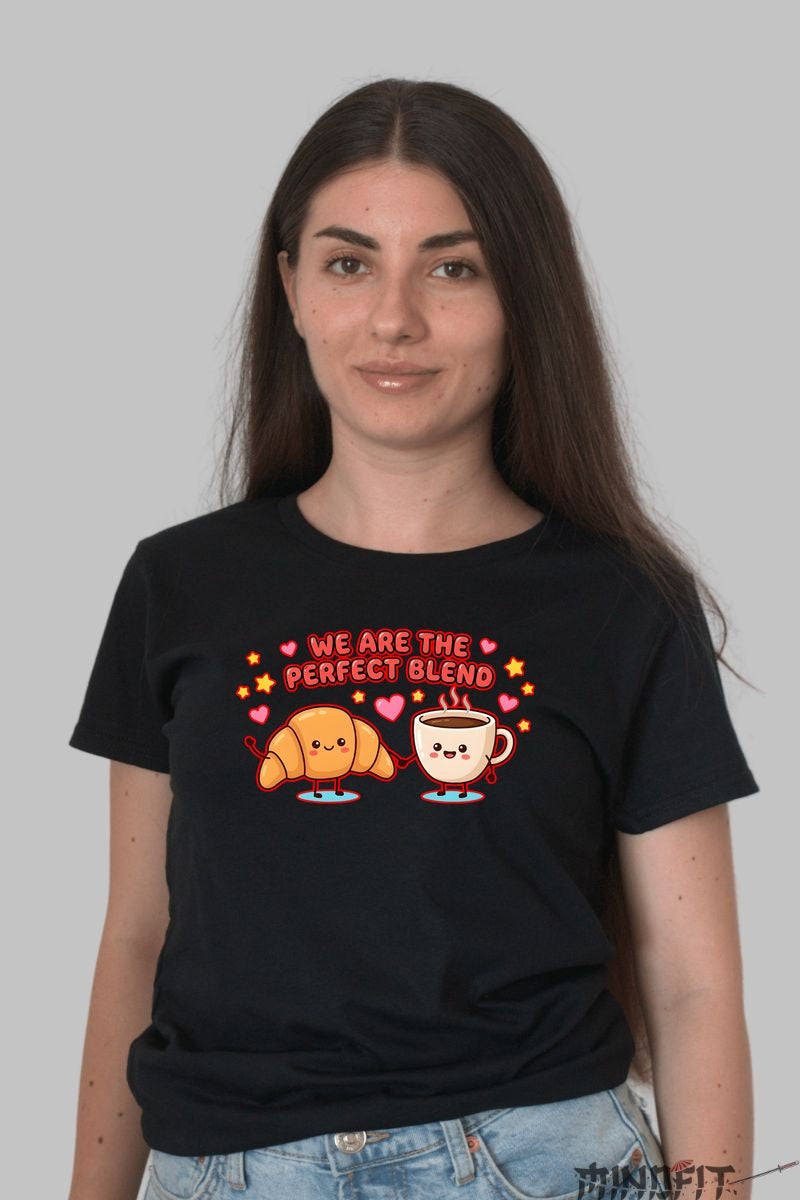 Tricou Valentine's Day Cuplu - We Are The Perfect Blend dama negru