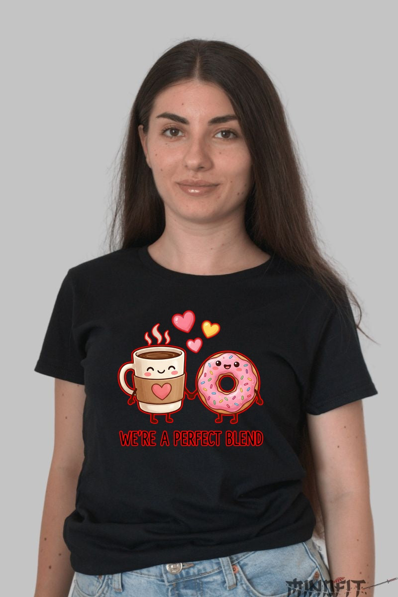 Tricou Valentine's Day Cuplu - We're A Perfect Blend dama negru