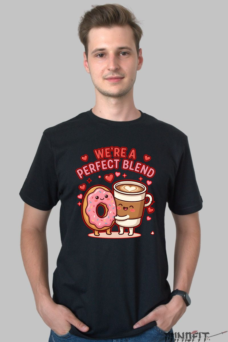 Tricou Valentine's Day Cuplu - We're A Perfect Blend barbat negru