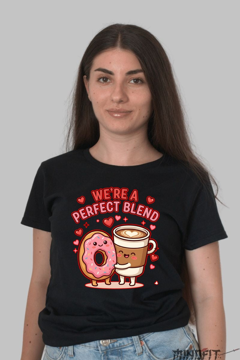 Tricou Valentine's Day Cuplu - We're A Perfect Blend dama negru