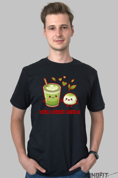 Tricou Valentine's Day Cuplu - We're A Perfect Match-a barbat negru