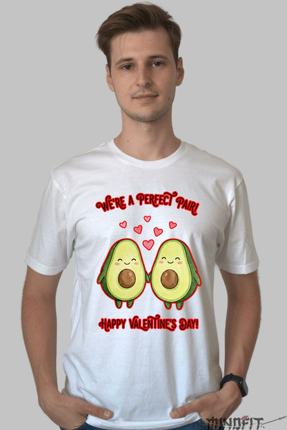 Tricou Valentine's Day Cuplu - We're A Perfect Pair barbat alb
