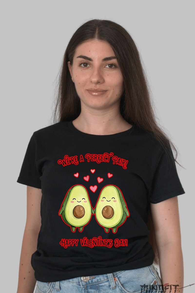 Tricou Valentine's Day Cuplu - We're A Perfect Pair dama negru