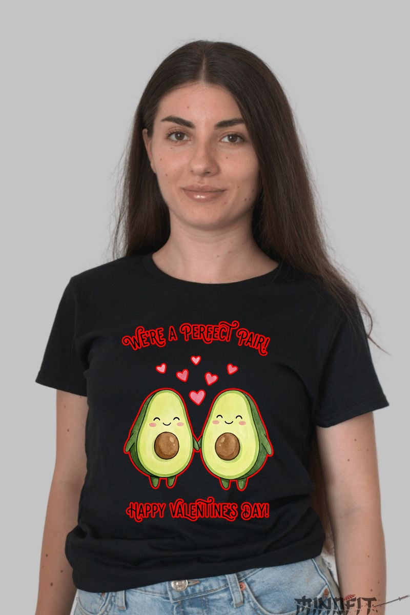 Tricou Valentine's Day Cuplu - We're A Perfect Pair! dama negru