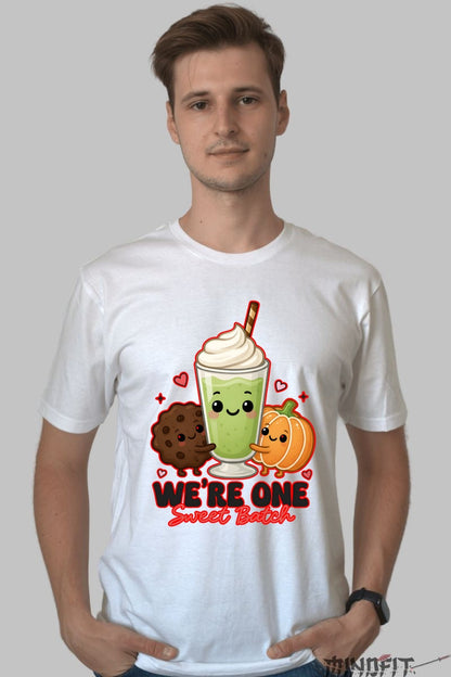 Tricou Valentine's Day Cuplu - We-re One Sweet Batch barbat alb
