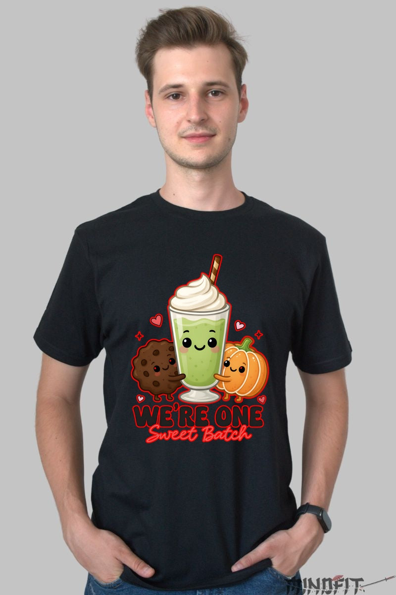 Tricou Valentine's Day Cuplu - We-re One Sweet Batch barbat negru