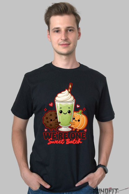 Tricou Valentine's Day Cuplu - We-re One Sweet Batch barbat negru