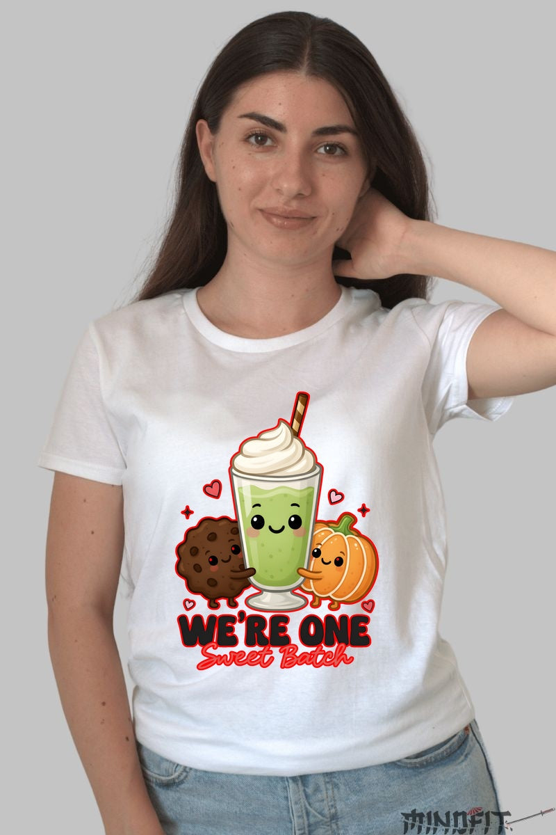 Tricou Valentine's Day Cuplu - We-re One Sweet Batch dama alb