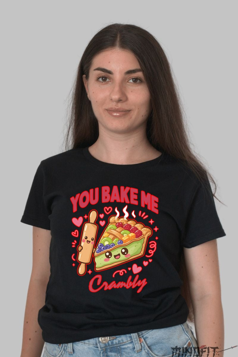 Tricou Valentine's Day Cuplu - You Bake Me Crambly dama negru
