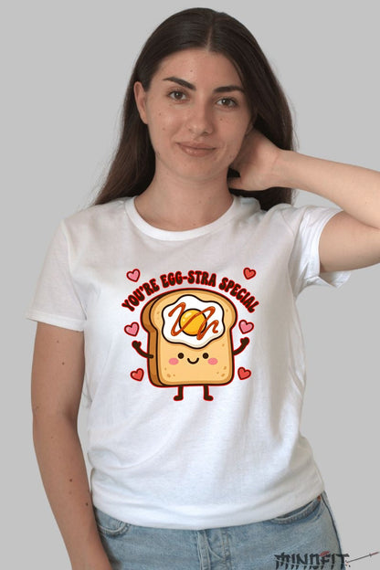 Tricou Valentine's Day Cuplu - You're Egg-stra Special dama alb