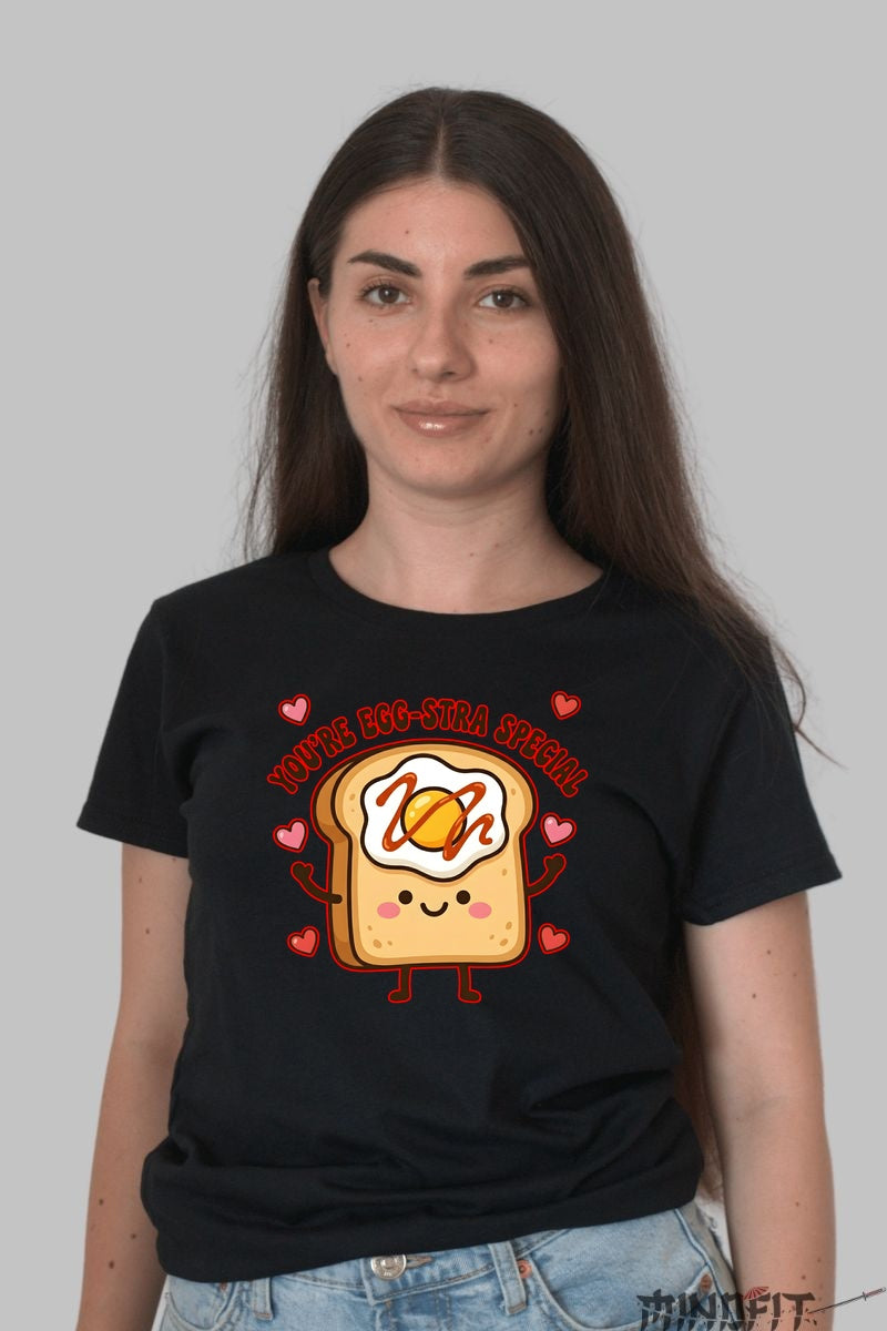 Tricou Valentine's Day Cuplu - You're Egg-stra Special dama negru