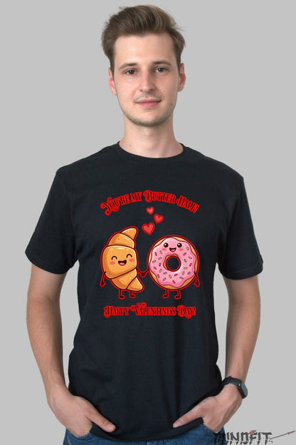 Tricou Valentine's Day Cuplu - You-re My Butter Half barbat negru