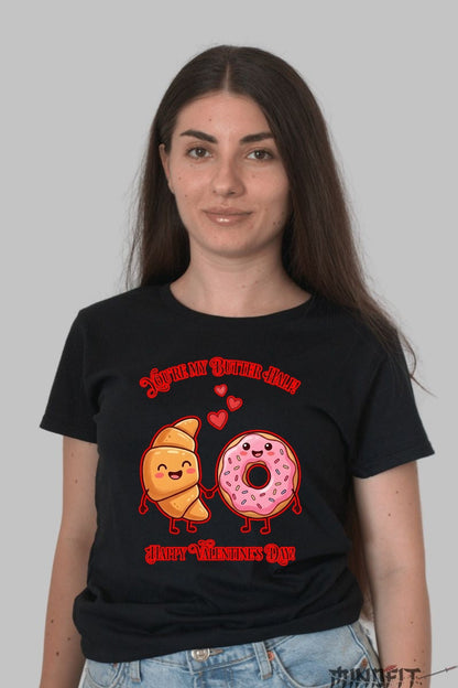 Tricou Valentine's Day Cuplu - You-re My Butter Half dama negru