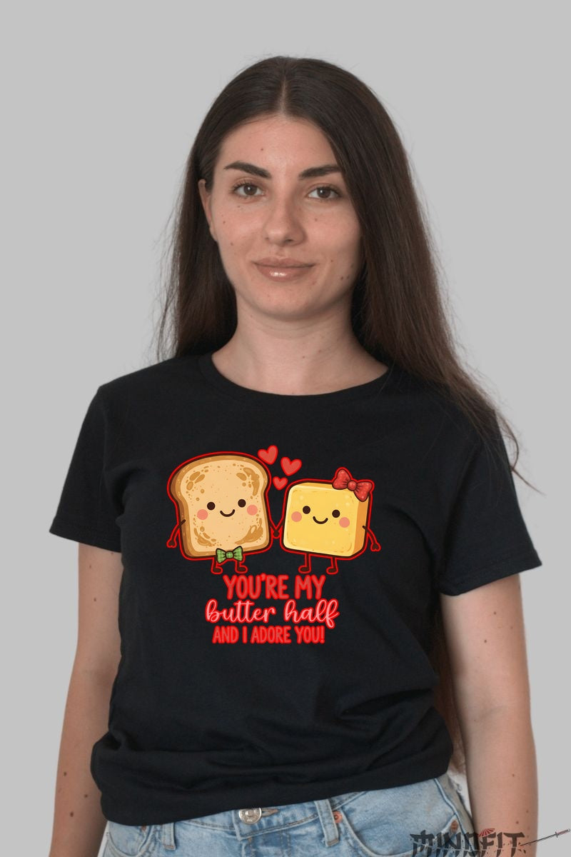 Tricou Valentine's Day Cuplu - You-re My Butter Half dama negru