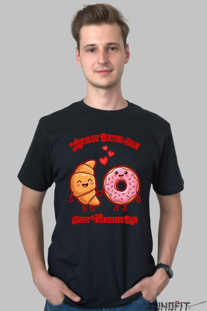 Tricou Valentine's Day Cuplu - You're My Butter Half barbat negru