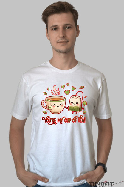 Tricou Valentine's Day Cuplu - You-re My Cup of Tea barbat alb