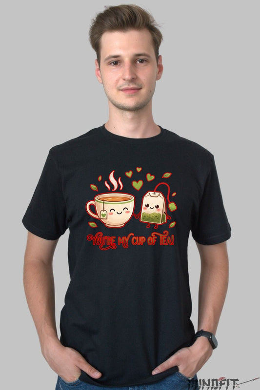 Tricou Valentine's Day Cuplu - You-re My Cup of Tea barbat negru