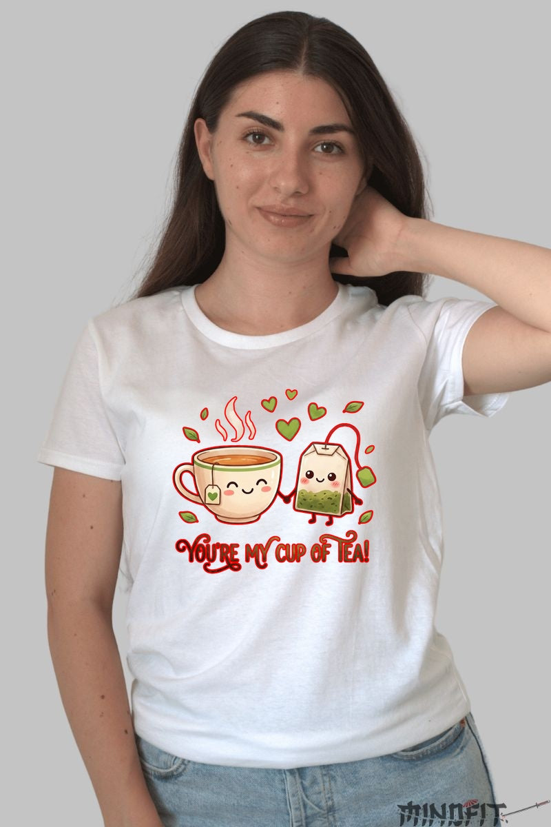 Tricou Valentine's Day Cuplu - You-re My Cup of Tea dama alb