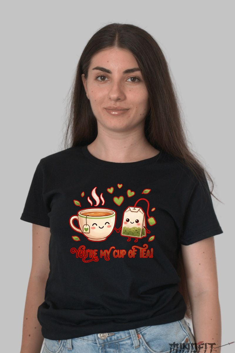 Tricou Valentine's Day Cuplu - You-re My Cup of Tea dama negru