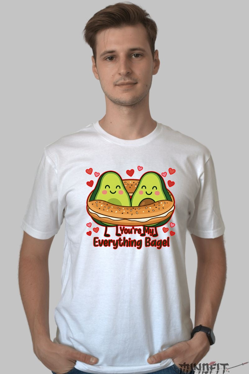 Tricou Valentine's Day Cuplu - You're My Everything Bagel barbat alb